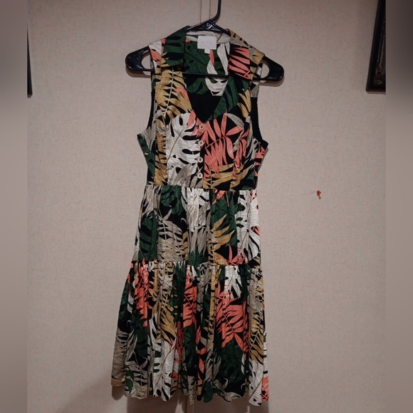 Anthropologie x Eri + Ali Sleeveless Foliage Shirtdress With Pockets Size Small - Picture 2 of 6